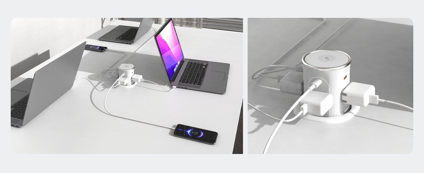 Pop Up Countertop Outlet with 15W Wireless Charger