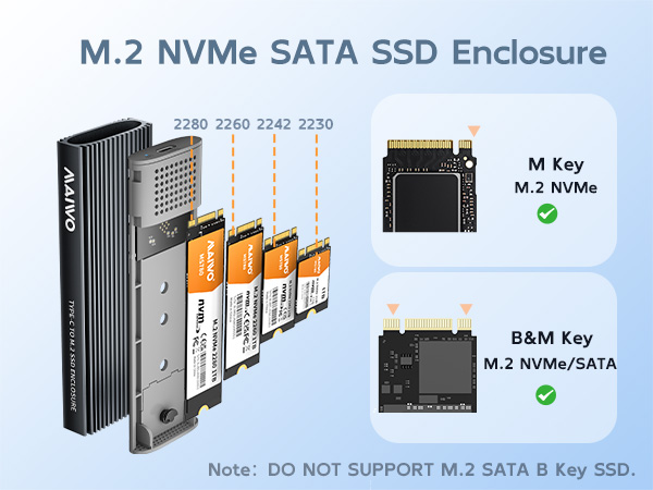 PCIe NVMe NGFF SATA reader adapter case M key B+M key USB 3.1 Gen2 Type-C interface USB-C to USB-C+A