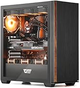 darkFlash ATX PC Case, Genuine Walnut Wood, High Airflow, Pre-Install 4x120mm PWM ARGB Fans Compu...