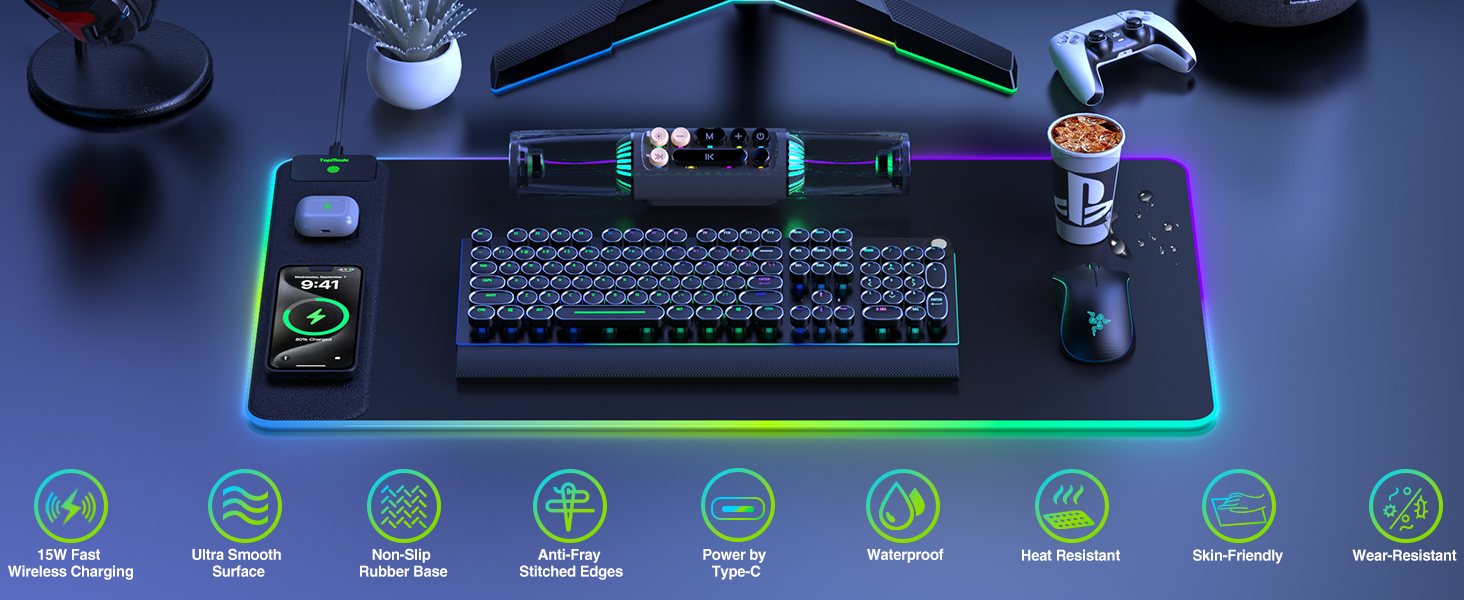 rgb desk mat pad mouse