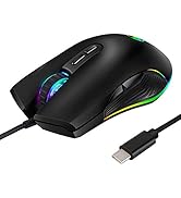RGB LED Gaming Mice,3200 DPI,Wired USB C Port for Apple MacBook Pro 2017/2016,MacBook 14-Inch,Chr...