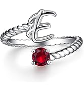 Adjustable A to Z Initial Letter Ring |1-12 Month Birthstone Rings for Girls Women | Personalized...