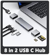 USB C Hub for MacBook, USB-C Hub 8-in-2, 2 HDMI 4K 60Hz, USB C, 2 USB A Data Ports microSD SD Car...