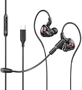 QJF Gaming Earbuds with Mic, in-Ear Gaming Headphones Wired with Microphone Dual Audio Drivers No...