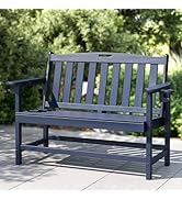 PHI VILLA 50 Inch HDPE Outdoor Bench, Weatherproof Garden Bench with 700 lbs Capacity, 2-Person P...