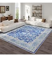 Rugcomf Area Rug 5x7 Washable Boho Soft Non-Slip Non-Shedding Faux Wool Vintage Rug for Living Ro...