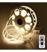 Aclorol 65.6FT COB LED Strip Lights Warm White AC 100V-120V Waterproof Flexible COB Light Strip w...