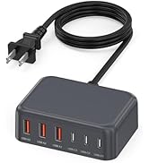 Updated USB C Fast Charger Block, 100W GaN 6 Port PD USB C QC USB A Wall Charger Adapter Plug Cub...