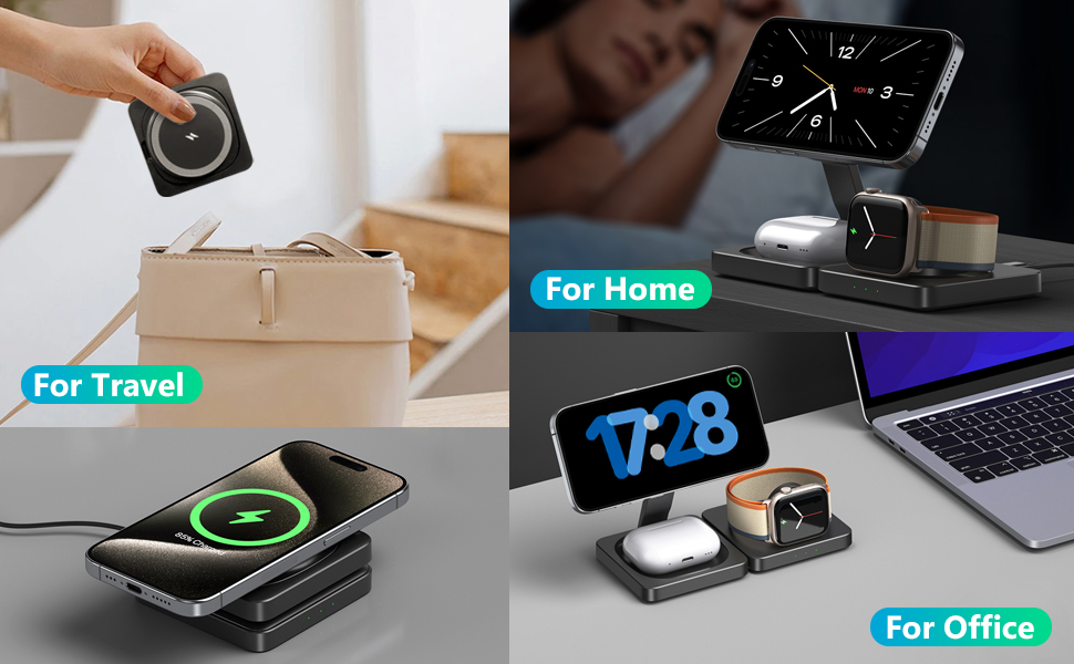 3 in 1 Travel Wireless Charger Station pad 