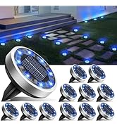 btfarm 16 Pack Solar Ground Lights Outdoor, 8 LED Solar Disc Lights IP65 Waterproof Flat Light, P...