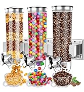 Food Dispenser Wall Mounted Grain Dispenser, Cereal Dispenser with Cup, Dry Food Dispenser Wall M...