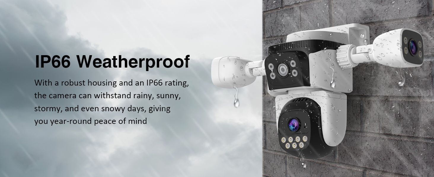 EVERSECU Triple Lens WiFi PTZ Security Camera, Three Cameras in One, with Adjustable All-Angle Arm