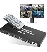 MT-VIKI 4K HDMI Multiviewer 4x1 w/IR Remote, 4K@30Hz Seamless HDMI Switcher 4 in 1 Out for PS4/PS...