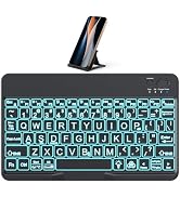 OMOTON Large Print Bluetooth Keyboard for iPad iPhone Windows Tablets - 7 - Color Backlit with En...