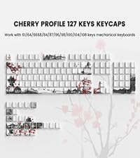 Womier PBT Keycaps Set 130 Keys, Custom White Japanese Keyboard Doubleshot Dye Sub Side Print Shine ...