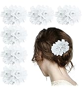 6 Pcs Flower Hair Clips Crystal Hair Barrettes White Floral Hair Clip Rhinestone Orchid Hair Clip...
