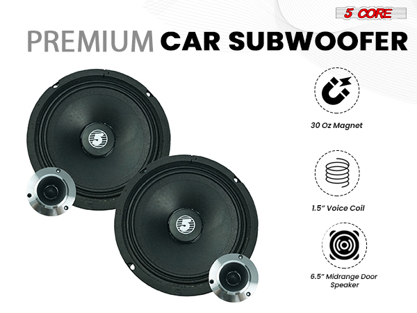 midrange tweeter combo 6.5 inch car audio set high power door speakers component