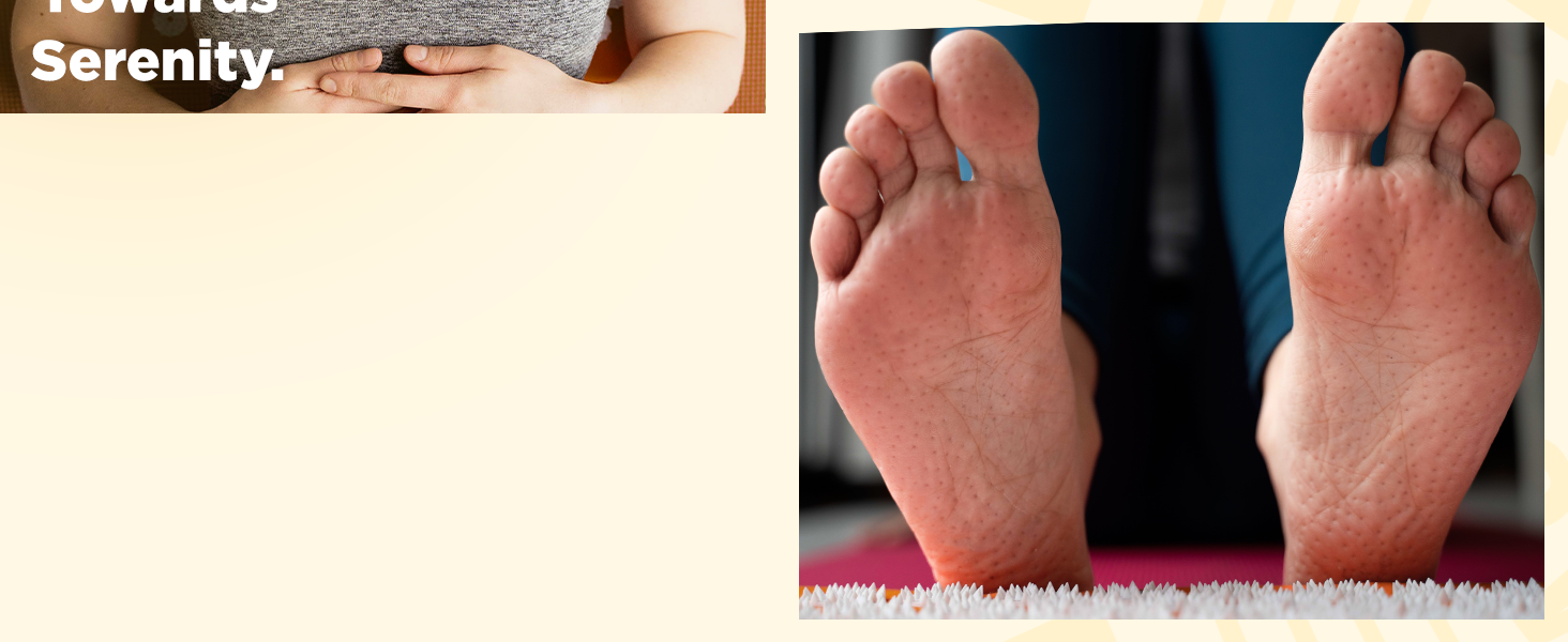 feet with little marks after using acupressure mat, travel size acupressure mat, portable acupressur