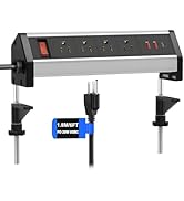 Desk Clamp Power Strip with PD 20W USB-C, Desk Charging Station with 4 Widely Outlets 3 USB Ports...