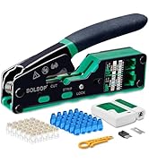 Solsop RJ45 Crimp Tool Kit Pass Through Cat6 Crimping Tool For Cat5 Cat5e Cat6 8P8C Connector, Al...