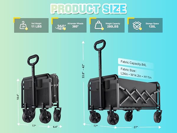 Collapsible Wagon Cart with Wheels