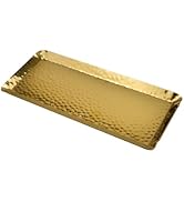 Antrader Hammered Rectangular Platter Serving Tray,Stainless Steel Decorative Storage Tray, Gold ...