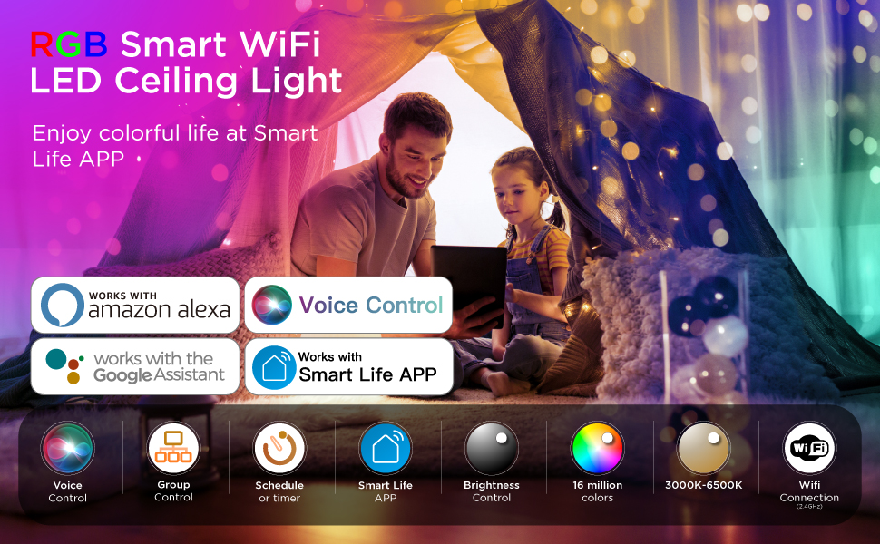 smart LED ceiling light fixturem