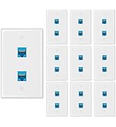 iwillink (10-Pack) Ethernet Wall Plate, 2-Port Keystone Jack Wall Plate with RJ45 Keystone Inline...