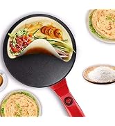 8" Electric Crepe Maker, Portable Crepe Maker Cordless Crepe Pan Maker Griddle Crepe Pan with Non...