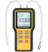Manometer,Professional Air Pressure Meter Dual-Port Manometer Gas Pressure Tester,12 Selectable U...