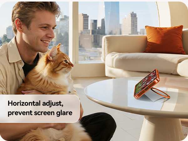 Orange for iPhone 17 Pro Max Case with 360 Spin Magnetic Stand Slim Polished Clear