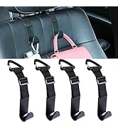 Toiyason Adjustable 4-Pack Car Headrest Hooks - Universal Seat Back Organizer with Heavy-Duty Cli...