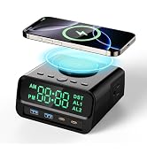 Kungfuking Alarm Clock with Magsafe Wireless Charging 15W for Bedroom, 4 USB A&amp;C 55W Fast Chargin...