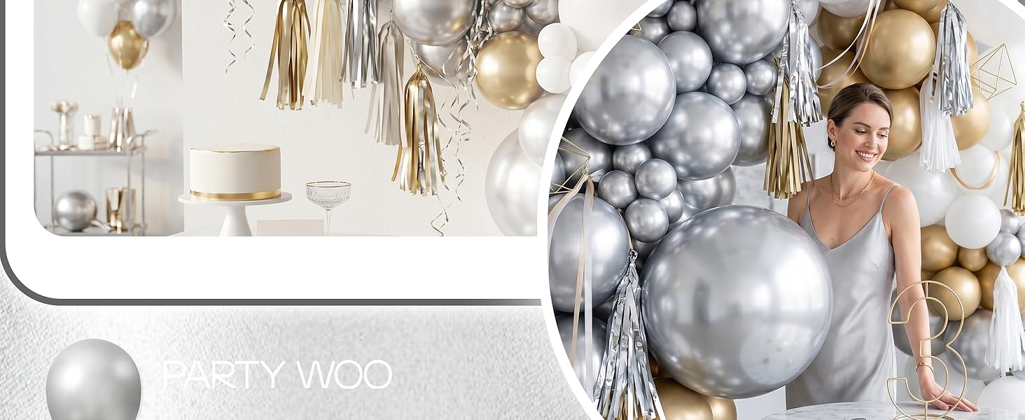 PartyWoo Silver Balloons