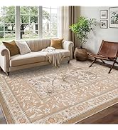 GarveeHome Provence 5x7 Area Rugs, Botanical Grove Wheat Scroll Vintage Cottagecore Non-Slip Wash...