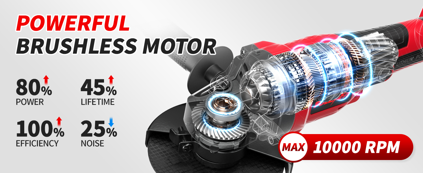 Cordless Angle Grinder 4-1/2 inch Battery Powered Metal Grinder with Brushless Motor