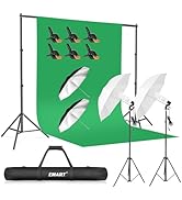 EMART Photography Backdrop Continuous White&amp;Silver Umbrella Studio Lighting Kit, Muslin Chromakey...