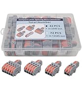 YQSIYU 1 in 2,3,4,5 Out Wire Connecters kit 42 Pcs Compact Lever Splicing Wire Connectors, 28-12 ...