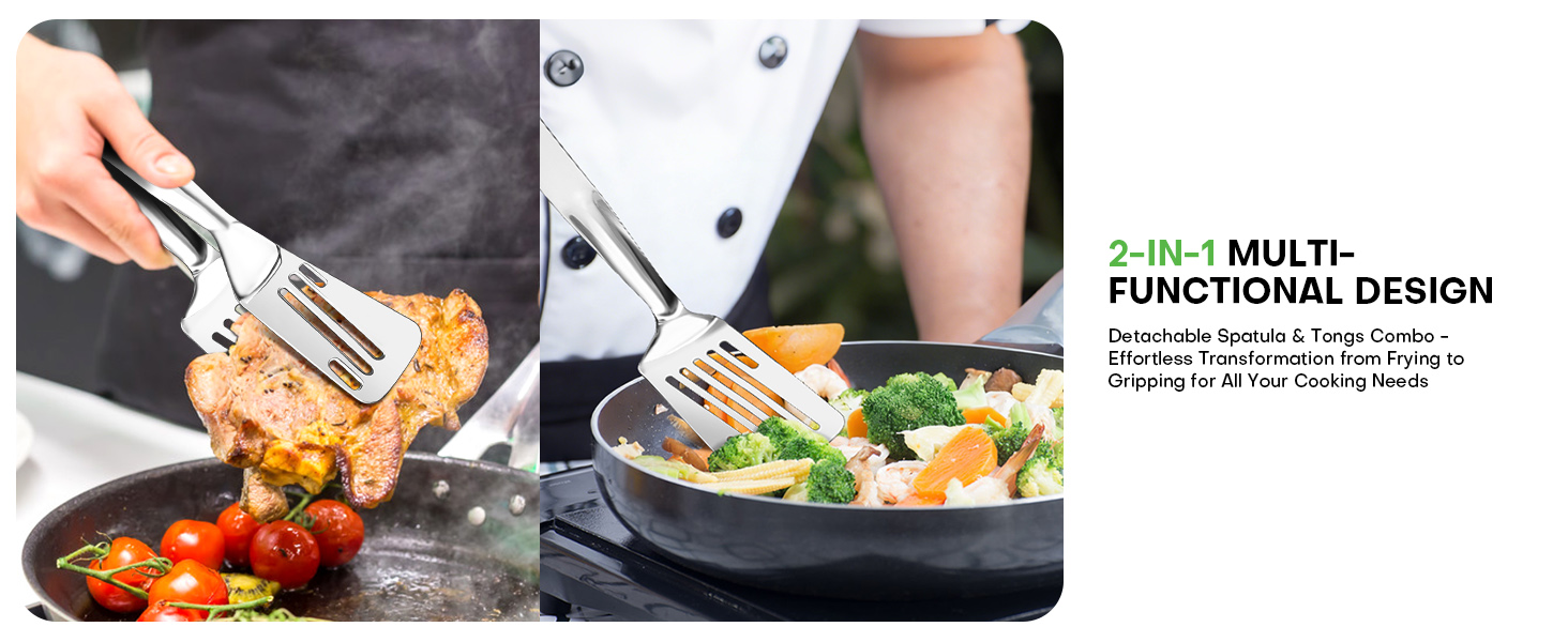 2-in-1 Detachable Design Kitchen Tongs