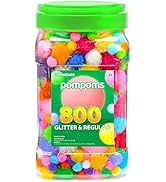Eppingwin 800pcs Multi-Colored Pom Poms, Regular &amp; Sparkly Pompoms, Assorted Size &amp; Color Pom Pom...