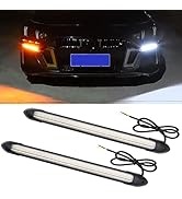 Exterior Car LED Lights, 2Pcs Flexible Daytime Running Light Strip Waterproof Auto Headlight Sequ...