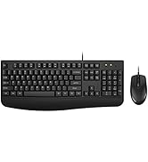 Wired Keyboard and Mouse Combo, EDJO Full-Sized Ergonomic Computer Keyboard with Palm Rest and Op...