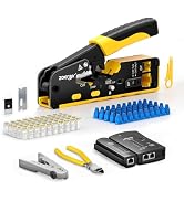 Cat7 RJ45 Crimping Tool, Cat 7 Cat6 Cat5 Pass Through Ethernet Crimping Tool Kit, Network Crimpin...