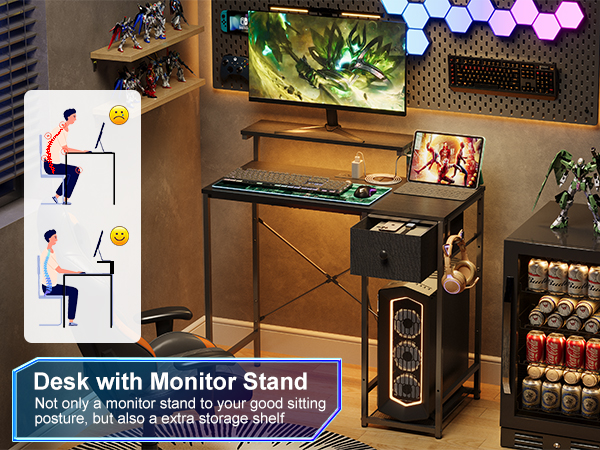 Gaming Desk with Monitor Stand