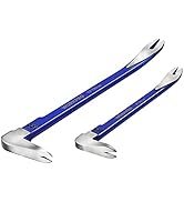WORKPRO 2-Piece Nail Puller Set, 12” Pry Bar, 8” Mini Crowbar, Cats Paw Nail Remover, Claw Bar, f...