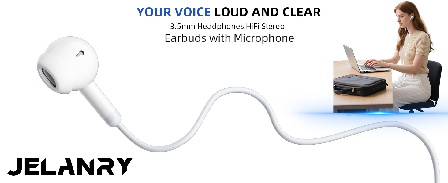 3.5mm Earbuds Hi-Fi Stereo Headphone Bass Wired Earphones with Mic Volume Control for iPhone 6