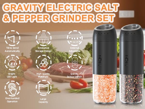 GRAVITY ELECTRIC SALT &amp; PEPPER GRINDER SET