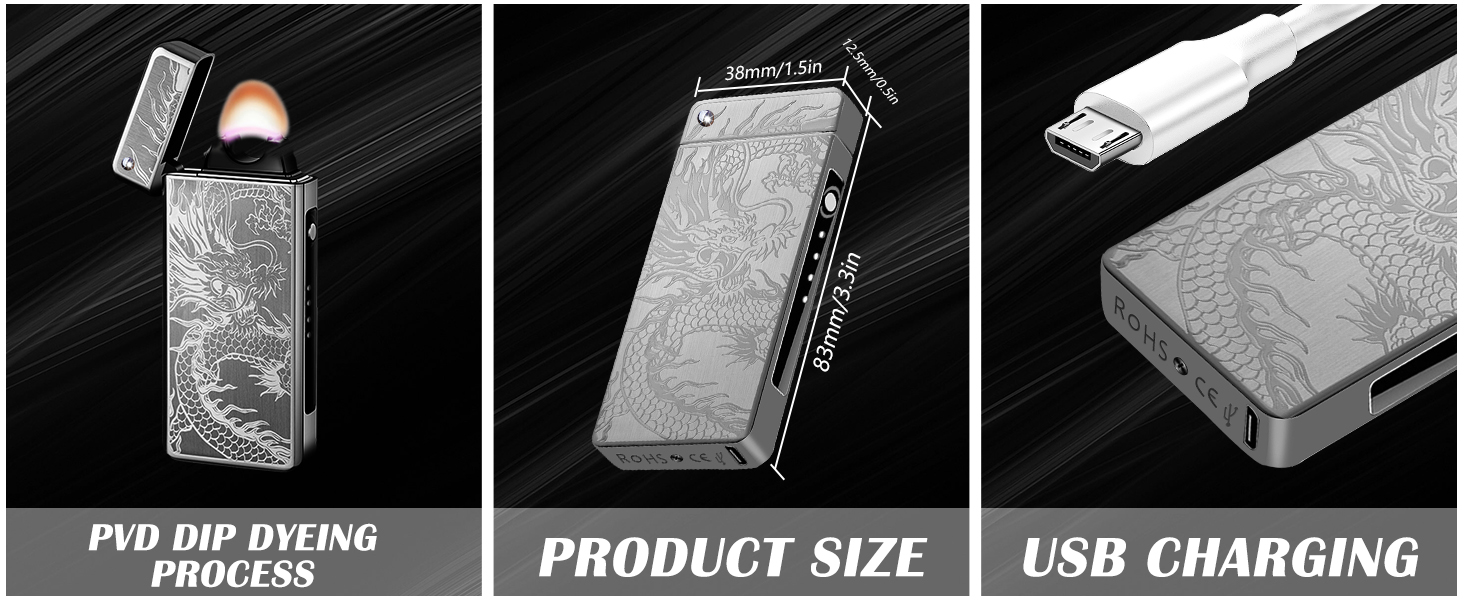 GADATOP Dragon Lighter, Arc Plasma Flame Lighter USB Rechargeable Windproof Electric Lighter Candle