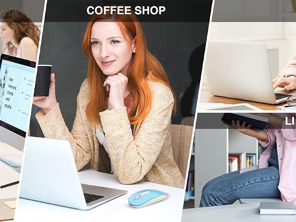 Bluetooth Mouse, Wireless Rechargeable Mouse, LED Silent Computer Mice with Dual Mode