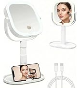 Makeup Mirror with Lights, 1X/10X Magnifying Mirror with Light, Rechargeable Lighted Makeup Mirro...